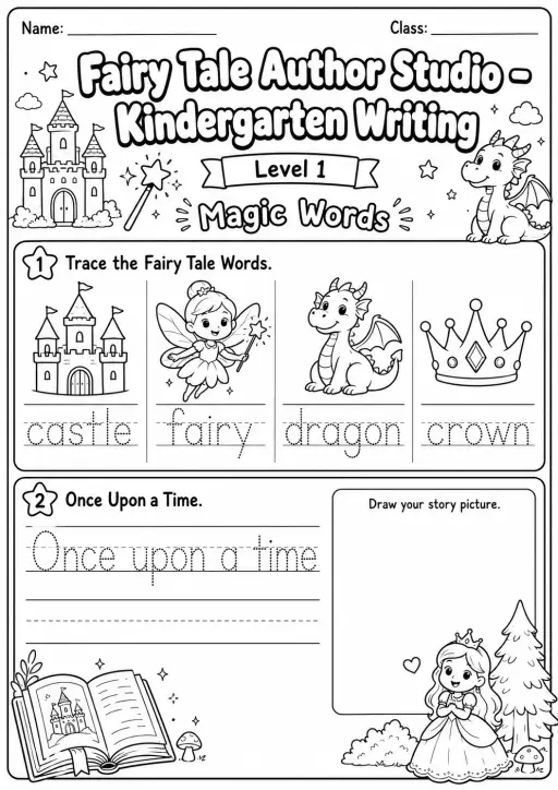 Fairy Tale Author Studio Writing Worksheet Pack