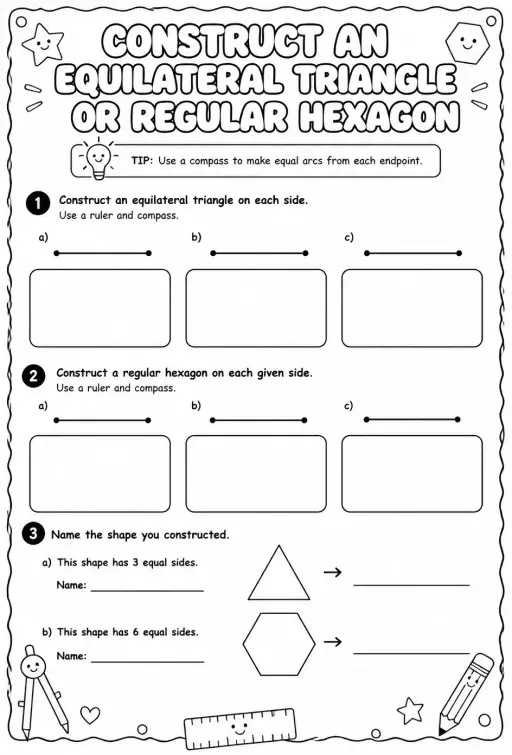 Construct an equilateral triangle or regular hexagon