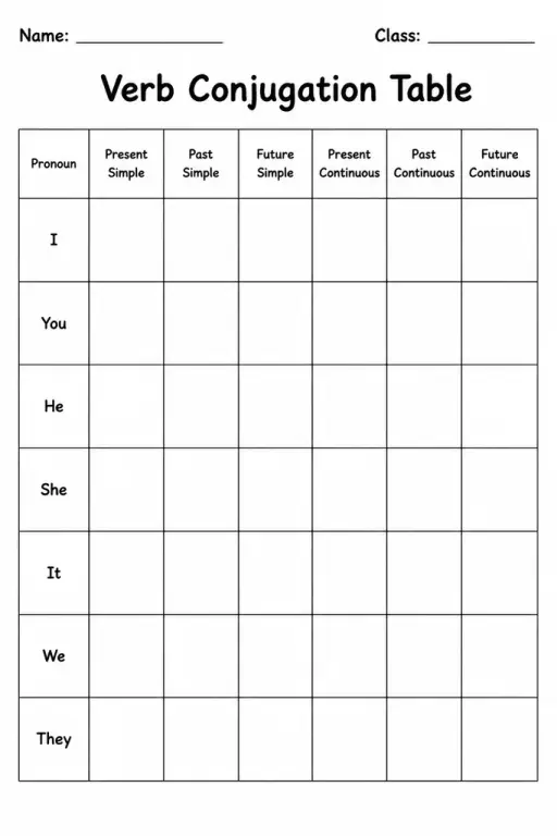 Verb Conjugation Table