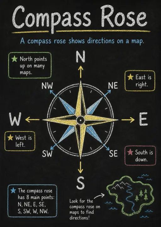Compass Rose Map Skills Infographic