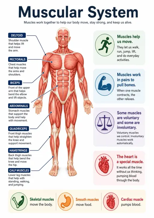 Muscular System Human Body Infographic