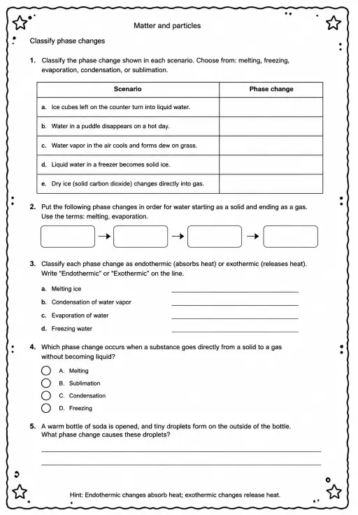 Classify phase changes