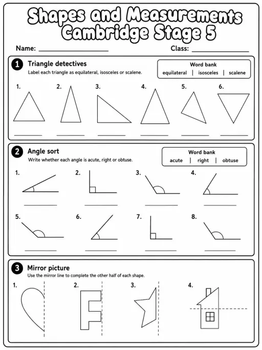 Shapes and Measurements Cambridge Stage 5