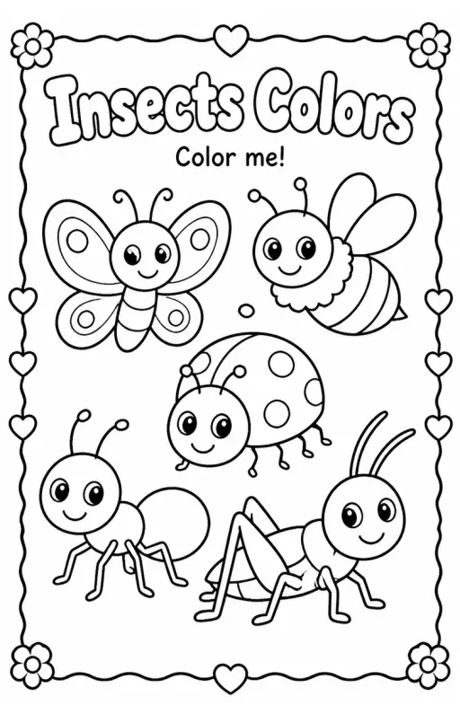Insects Colors Coloring Page