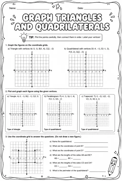 Graph triangles and quadrilaterals