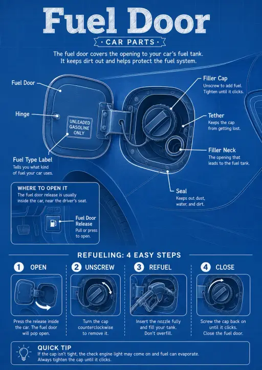 Fuel Door Car Parts Infographic