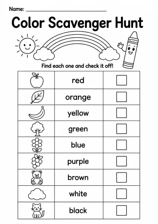 Color Scavenger Hunt — Kindergarten
