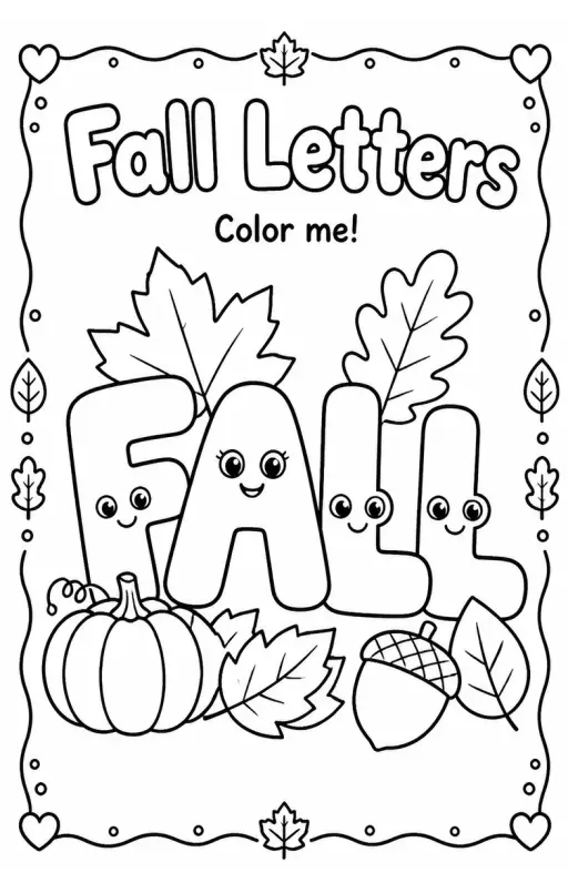 Fall Letters Coloring Page