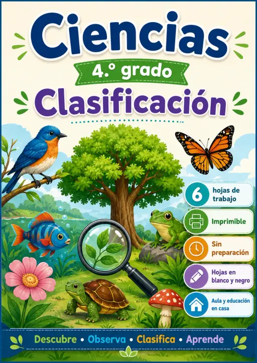 4.º grado - Clasificación - Paquete de ciencias en español