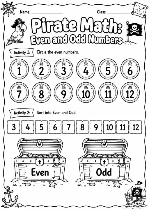 Pirate Math: Capacity and Volume Worksheet
