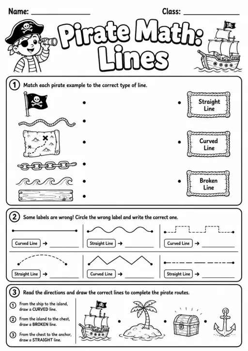 Pirate Math: Capacity and Volume Worksheet