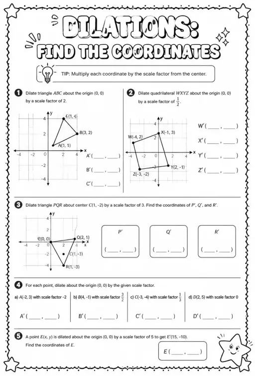 Dilations: find the coordinates