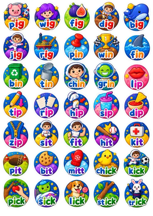Consonant Blend Word Families English Vocabulary Stickers