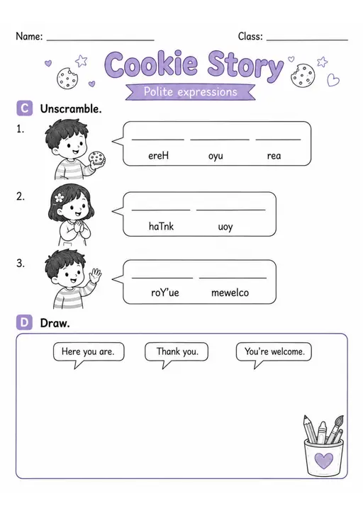 Cookie Story 2 | Grade 1 Reading Worksheet