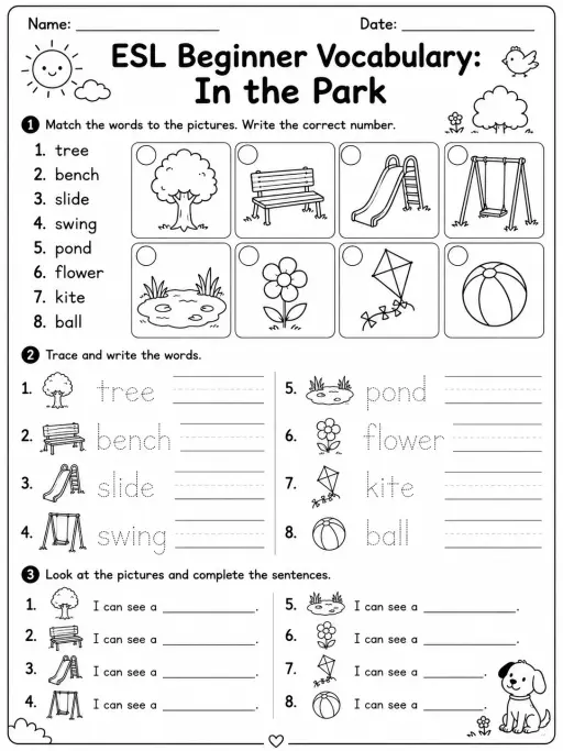 ESL Beginner Vocabulary: In the Park