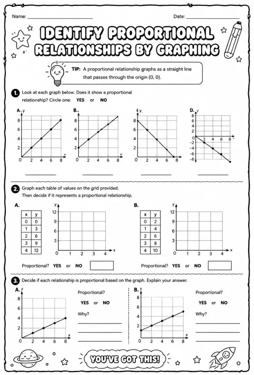 Identify proportional relationships by graphing