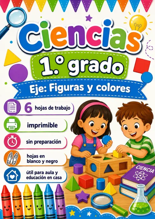 1.º grado - Figuras y colores - Paquete de ciencias en español