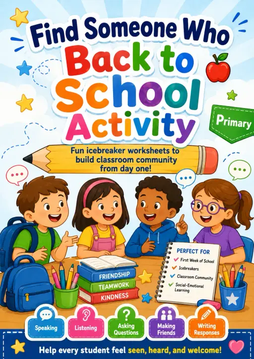 Find Someone Who Back to School Activity Worksheet Pack