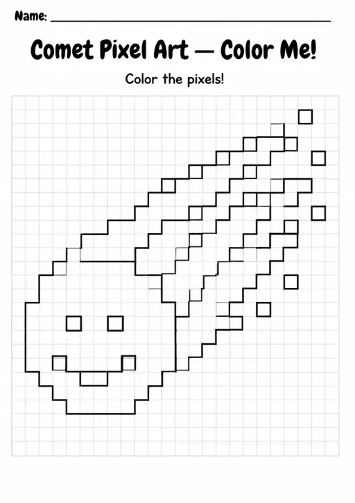 Comet Pixel Art Coloring Page