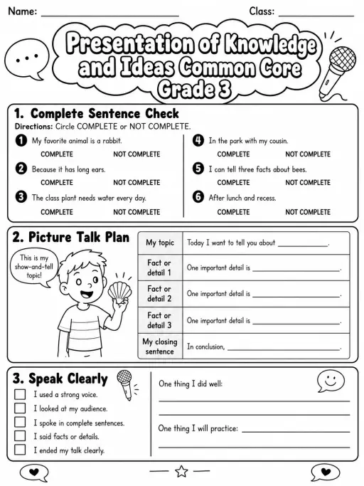 Presentation of Knowledge and Ideas Common Core Grade 3