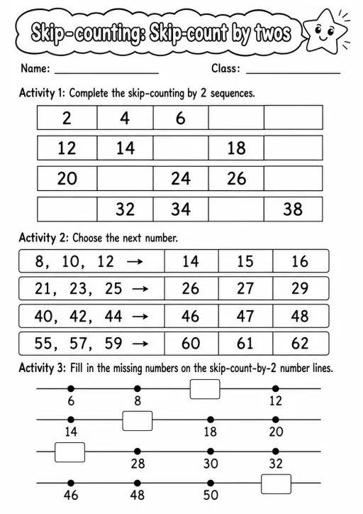 Grade 1 Skip-counting Math Worksheet Pack