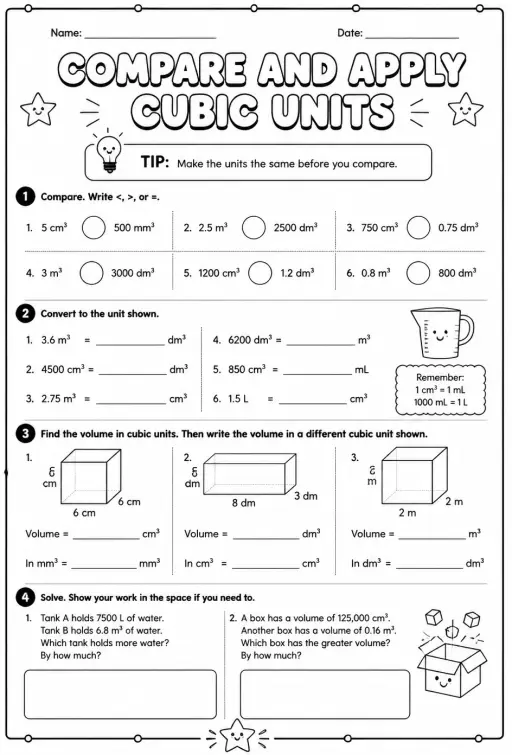 Compare and apply cubic units