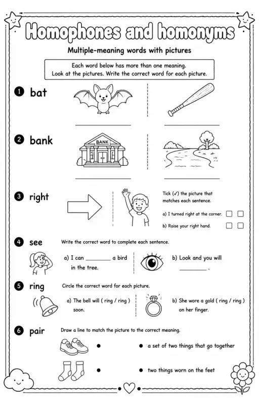 Multiple-meaning words with pictures