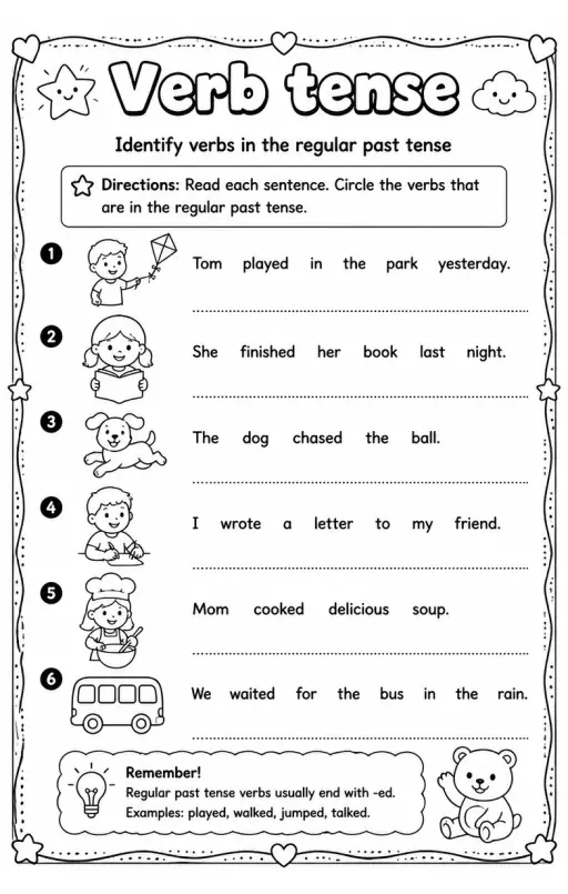 Identify verbs in the regular past tense