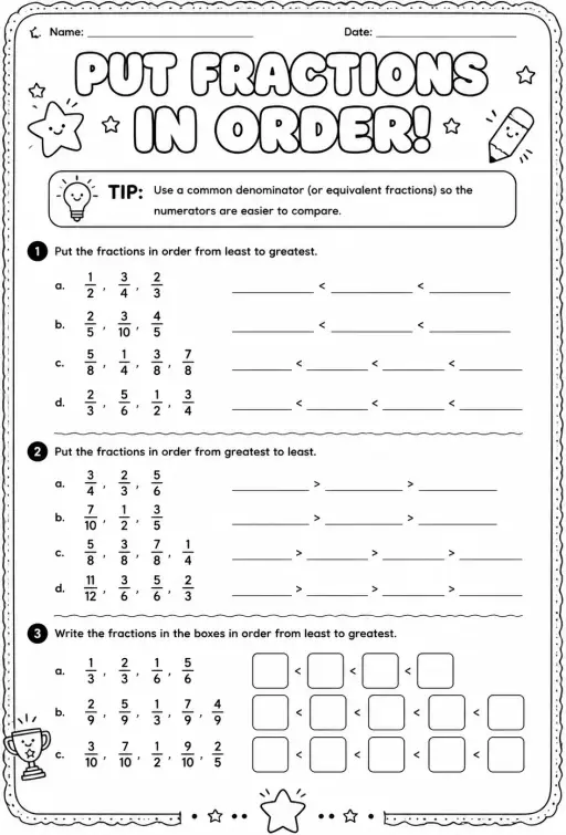 Put fractions in order