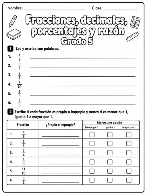 5.º grado - porcentajes - Paquete de fichas