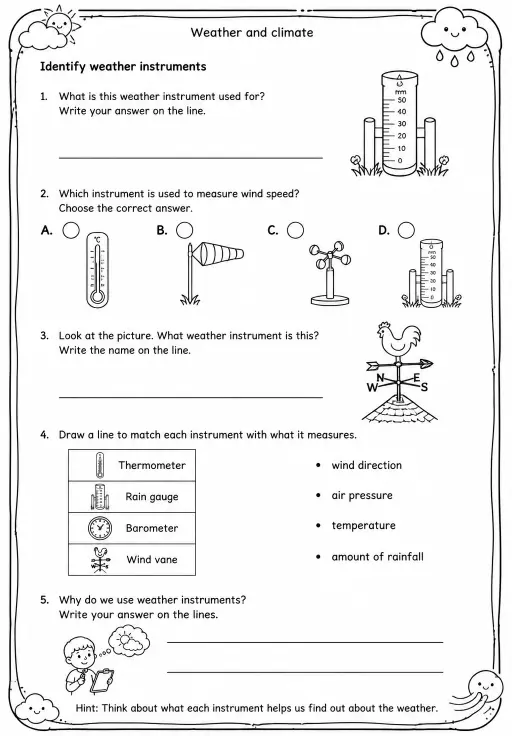 Identify weather instruments