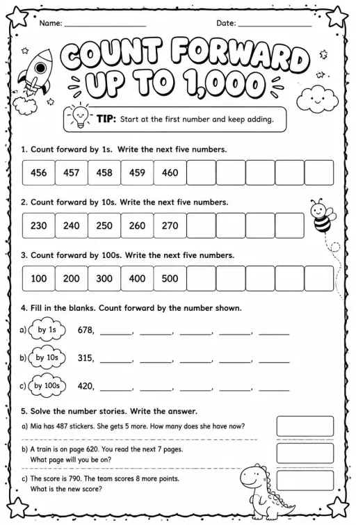 Count forward - up to 1,000