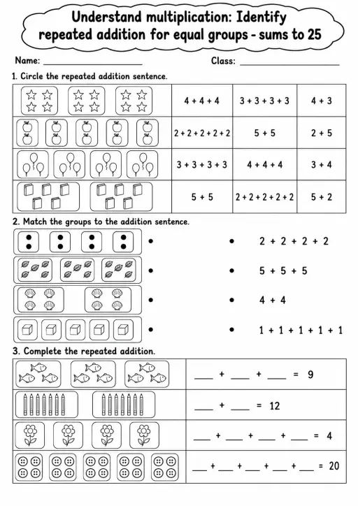 Grade 3 Understand Multiplication Math Worksheet Pack