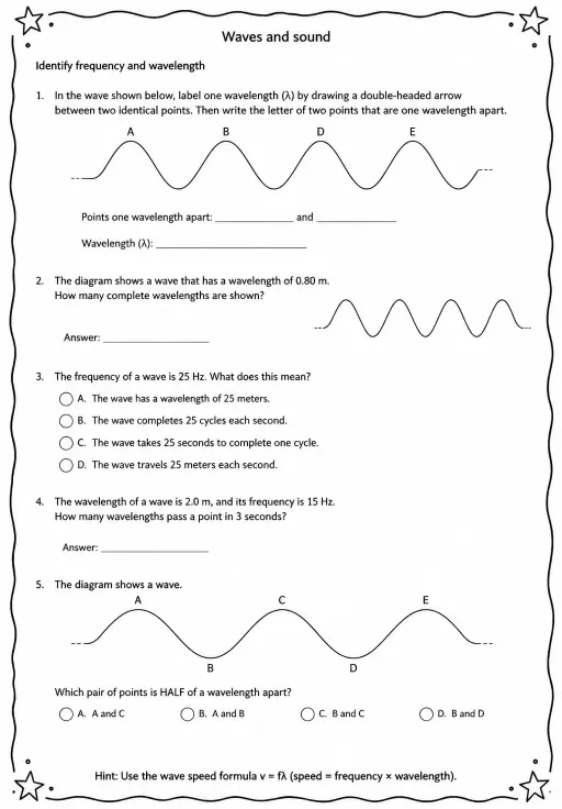 Identify frequency and wavelength