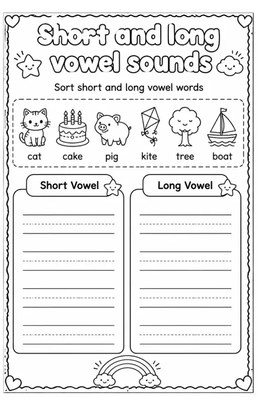 Sort short and long vowel words