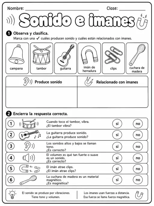 3.º grado - ciencias físicas - Paquete de fichas - Conjunto 6