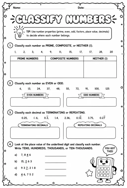 Classify numbers