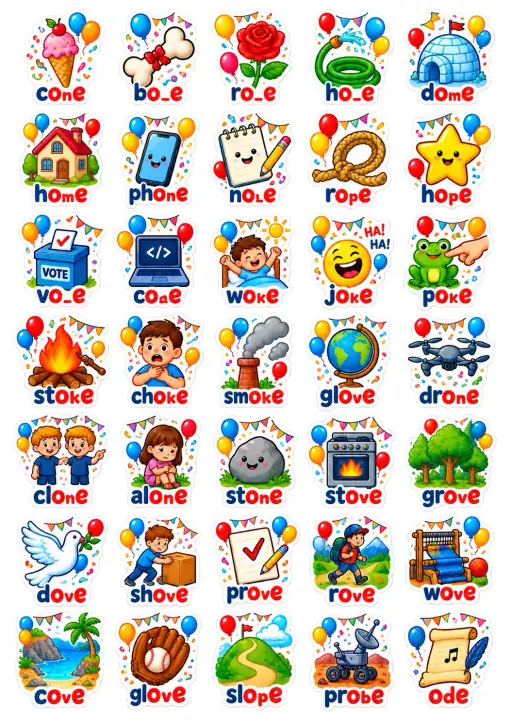 Phonics Vowel Team Words English Vocabulary Stickers