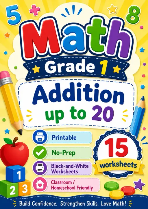 Grade 1 Addition up to 20 Math Worksheet Pack