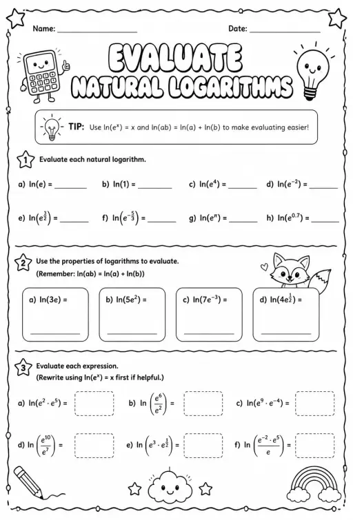 Evaluate natural logarithms