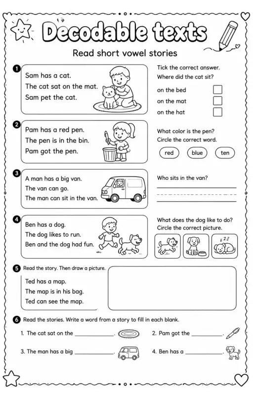 Read short vowel stories