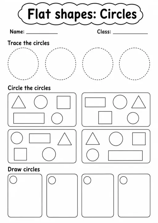 Pre-K Flat Shapes Math Worksheet Pack