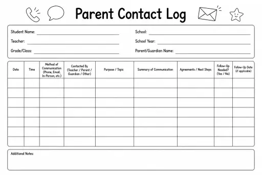 Parent Contact Log