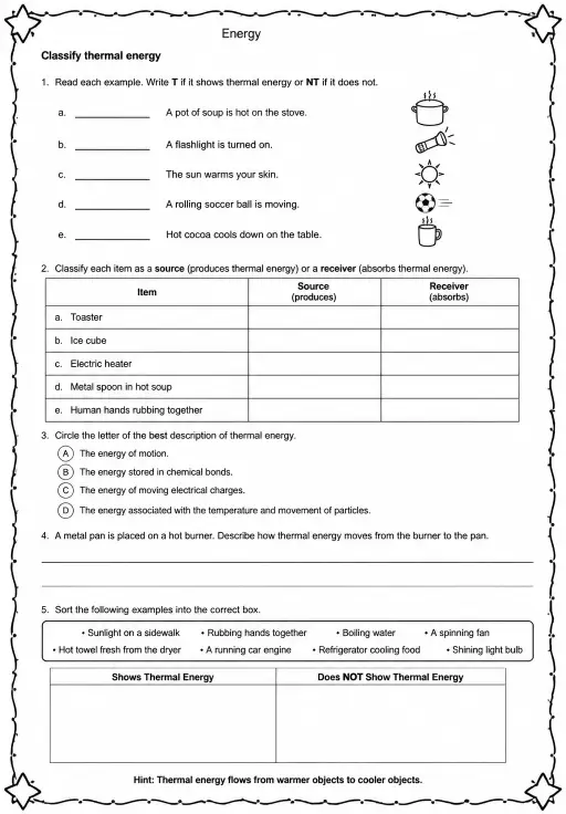 Classify thermal energy