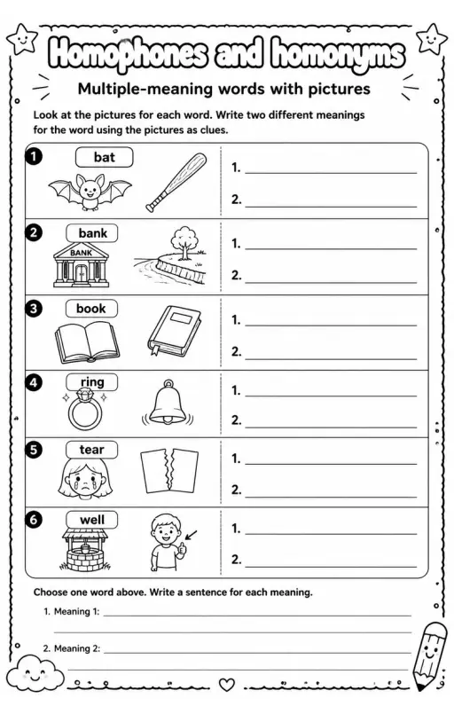 Multiple-meaning words with pictures