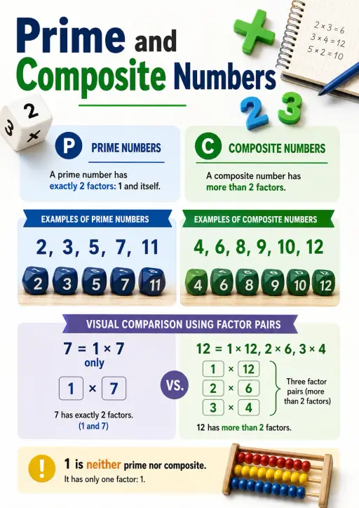 Prime and Composite Numbers Number Sense Infographic
