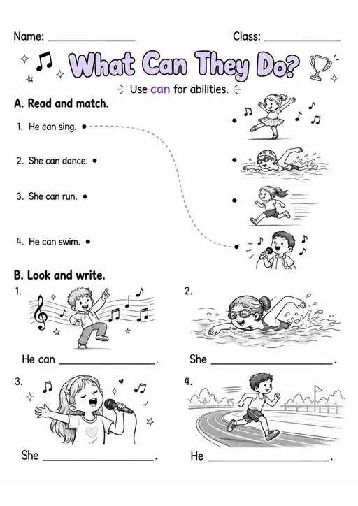 What Can They Do? | Grades 2-3 English Language Arts Worksheet