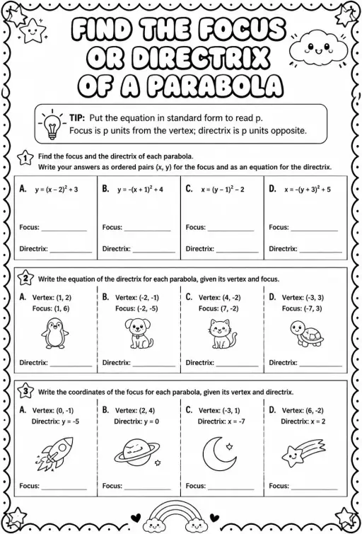 Find the focus or directrix of a parabola