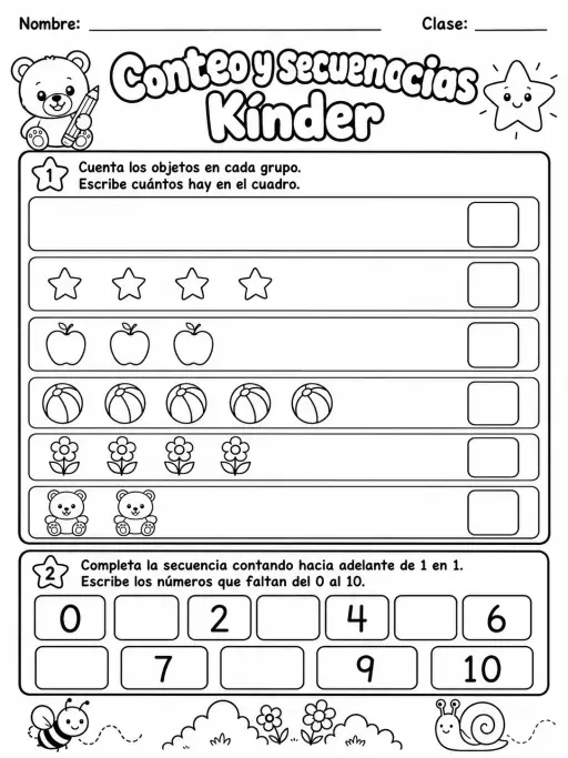 Kindergarten - patrones y secuencias - Paquete de fichas
