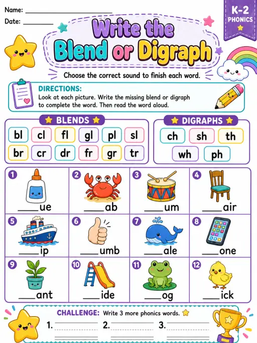 Write the Blend or Digraph - Set 3